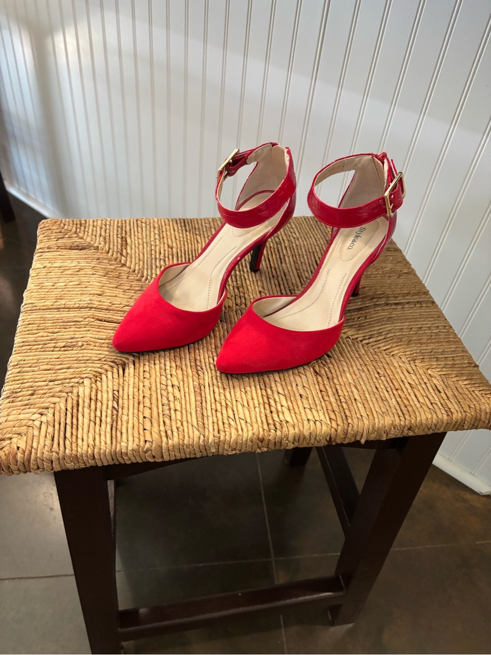 Style & Co. Red Pointed-Toe Ankle-Strap Stiletto Heels